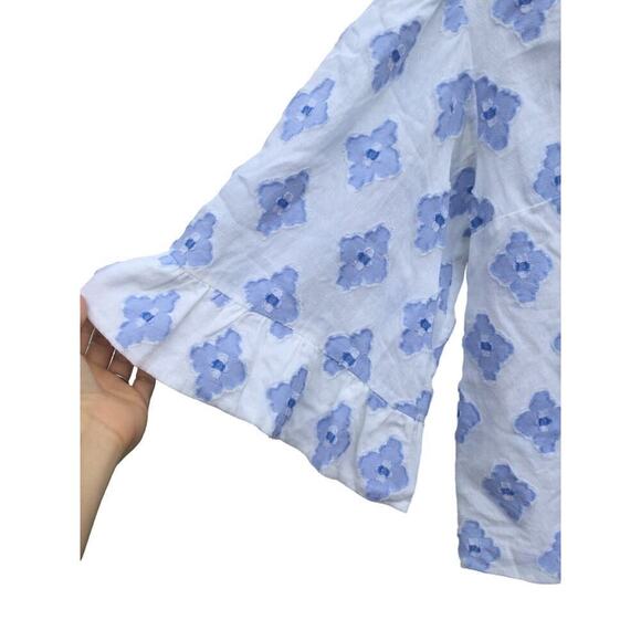 Lilly Pulitzer Womens Top XS Blue White Embroidered Jacquard Preppy Beach Resort - Picture 7 of 9